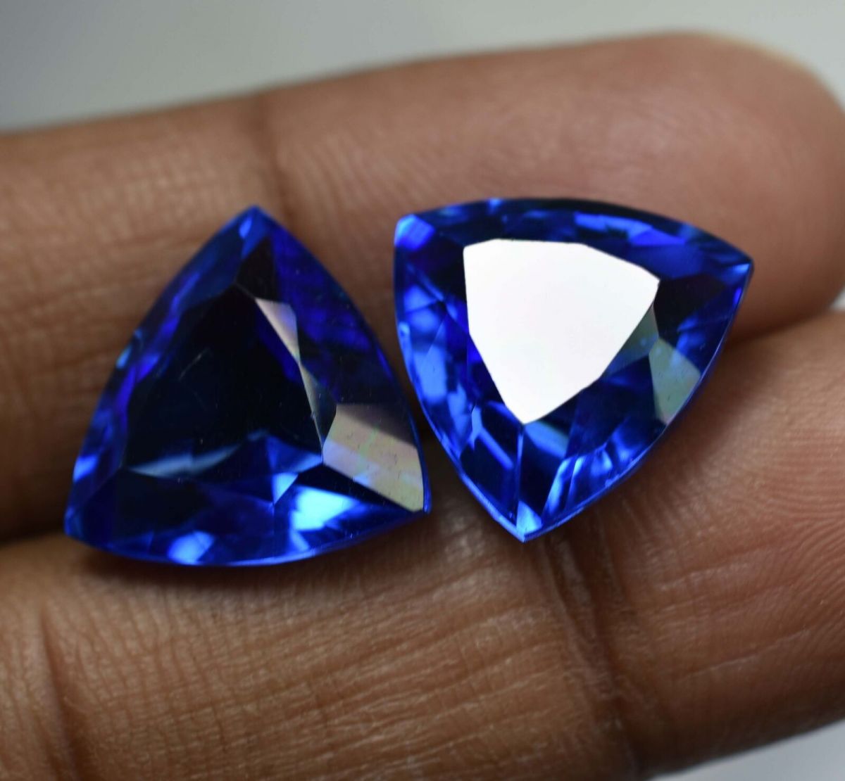 18.24 Ct Natural TANZANITE Blue TRILLION Shape CERTIFIED Loose Gemstone Pair