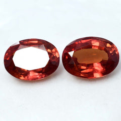 18.50 Ct NATURAL Orange Sapphire Oval Shape CERTIFIED Loose Gemstone Pair