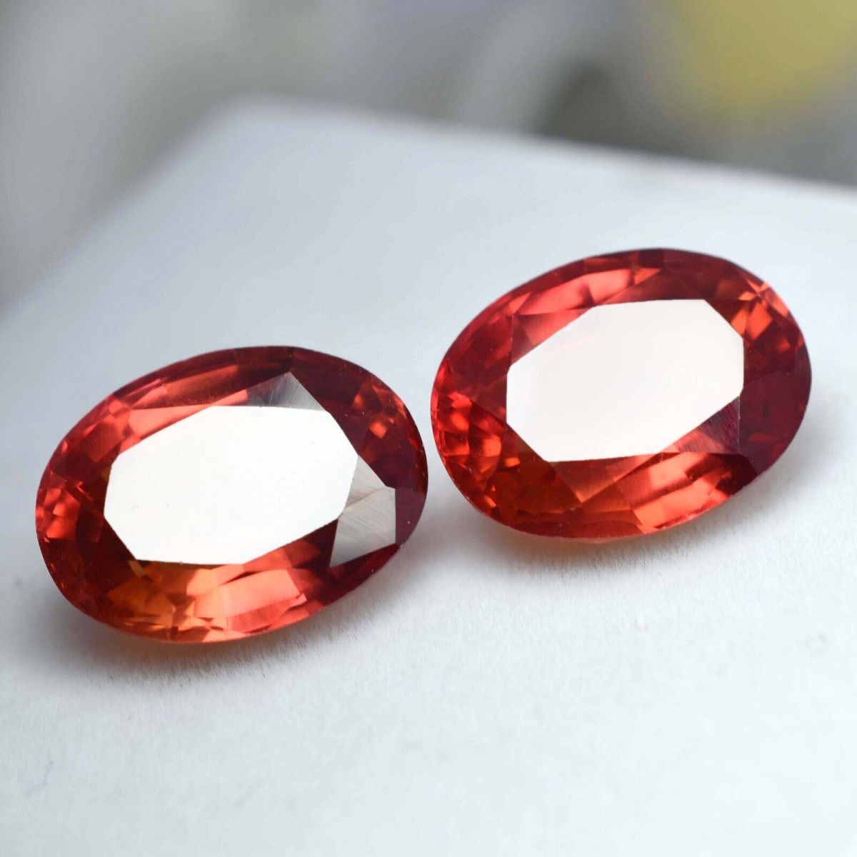 18.50 Ct NATURAL Orange Sapphire Oval Shape CERTIFIED Loose Gemstone Pair