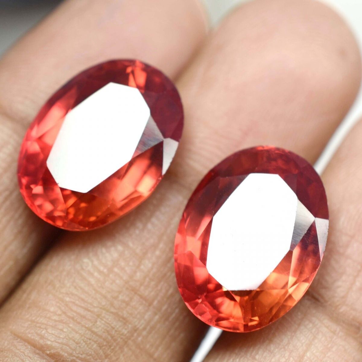 18.50 Ct NATURAL Orange Sapphire Oval Shape CERTIFIED Loose Gemstone Pair