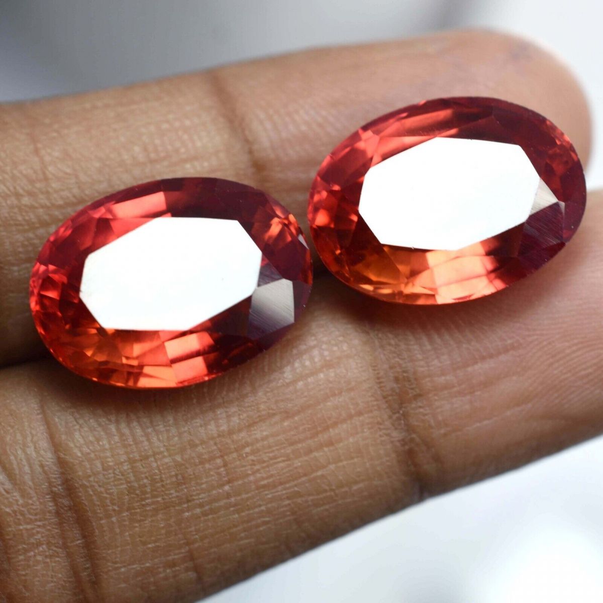 18.50 Ct NATURAL Orange Sapphire Oval Shape CERTIFIED Loose Gemstone Pair