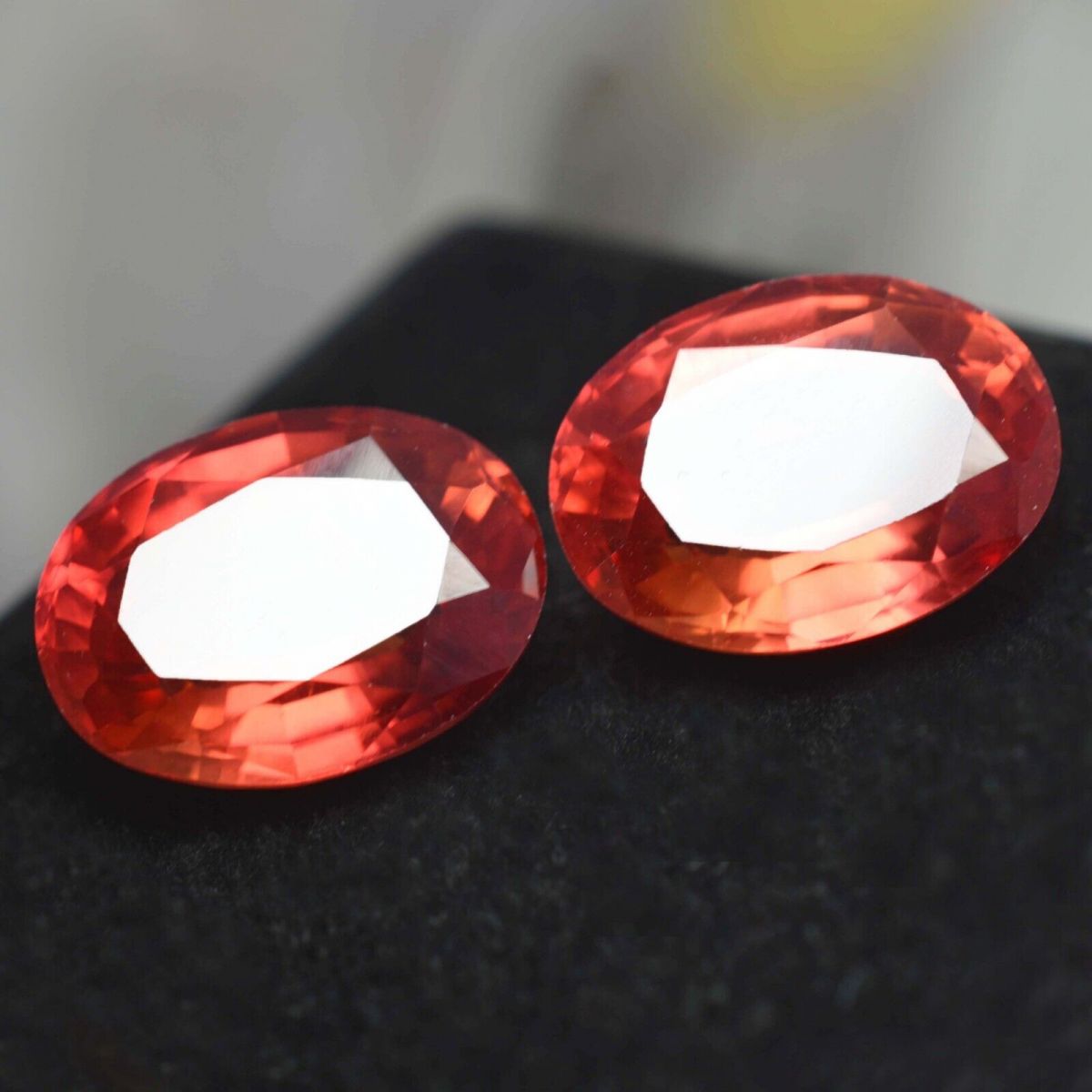 18.50 Ct NATURAL Orange Sapphire Oval Shape CERTIFIED Loose Gemstone Pair