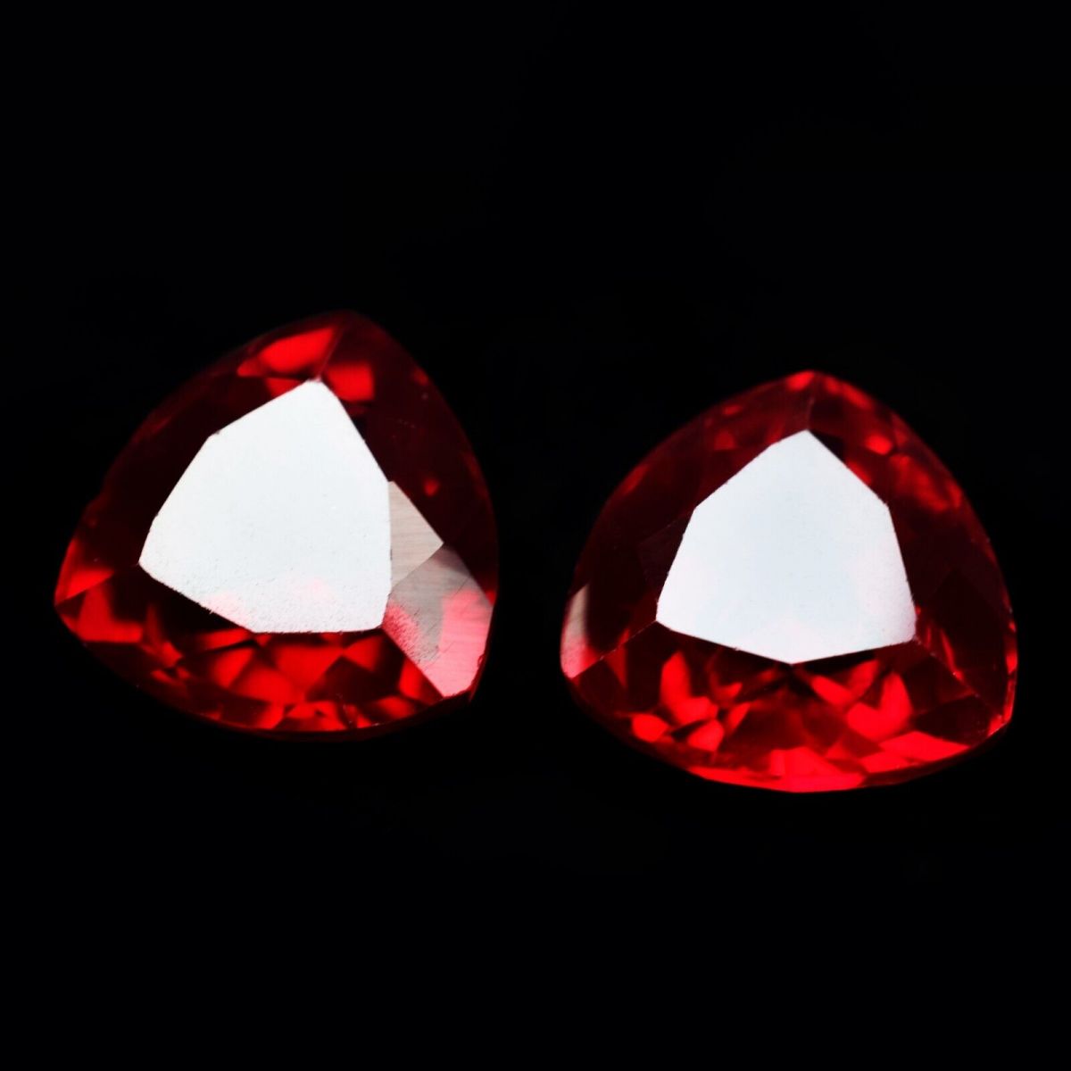 16 Ct NATURAL Ruby Bloody RED Trillion Cut CERTIFIED Loose Gemstone Pair