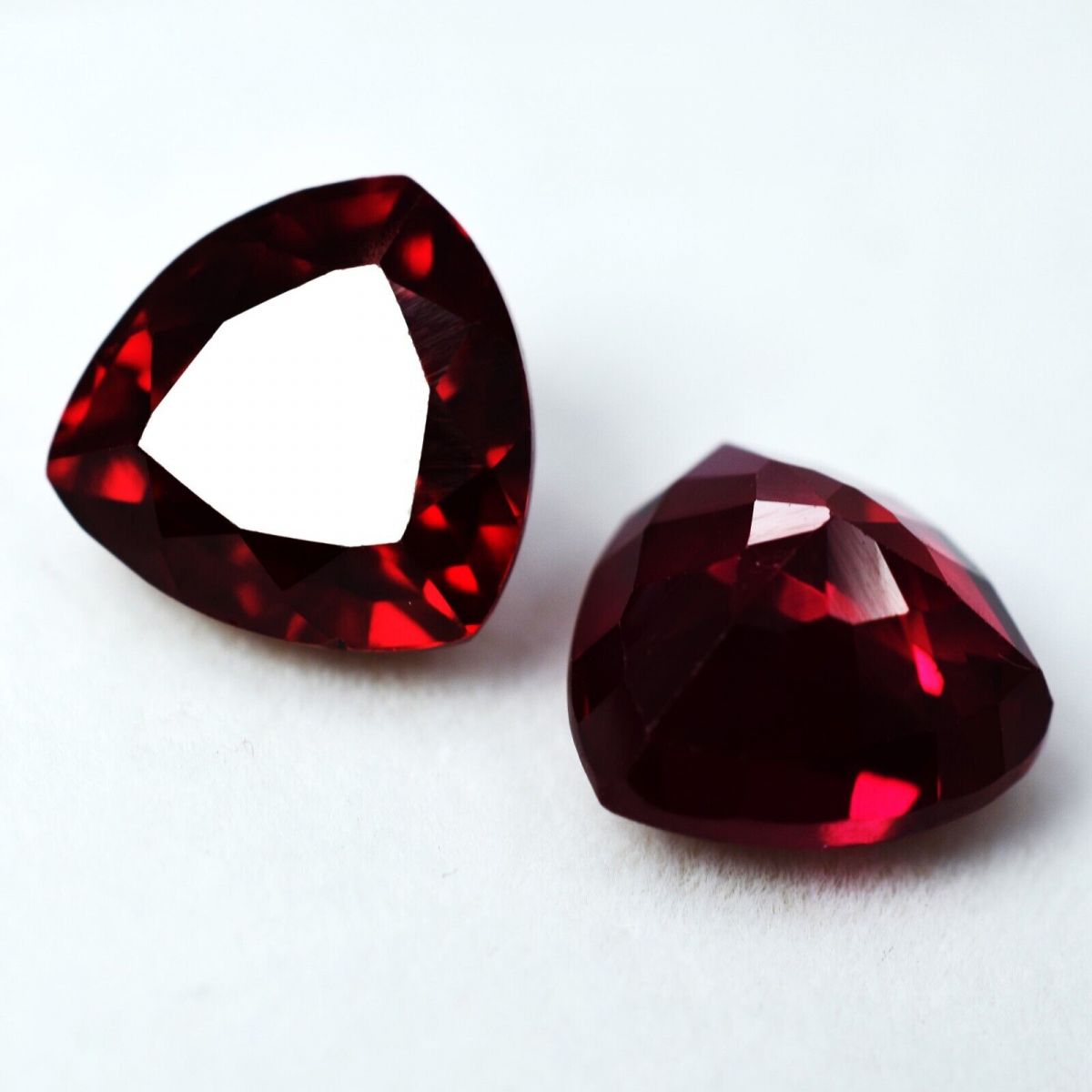 16 Ct NATURAL Ruby Bloody RED Trillion Cut CERTIFIED Loose Gemstone Pair