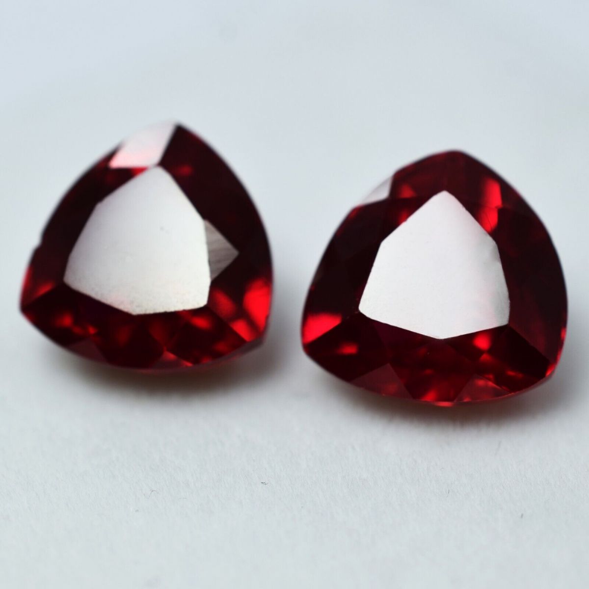 16 Ct NATURAL Ruby Bloody RED Trillion Cut CERTIFIED Loose Gemstone Pair