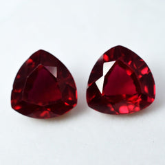 16 Ct NATURAL Ruby Bloody RED Trillion Cut CERTIFIED Loose Gemstone Pair