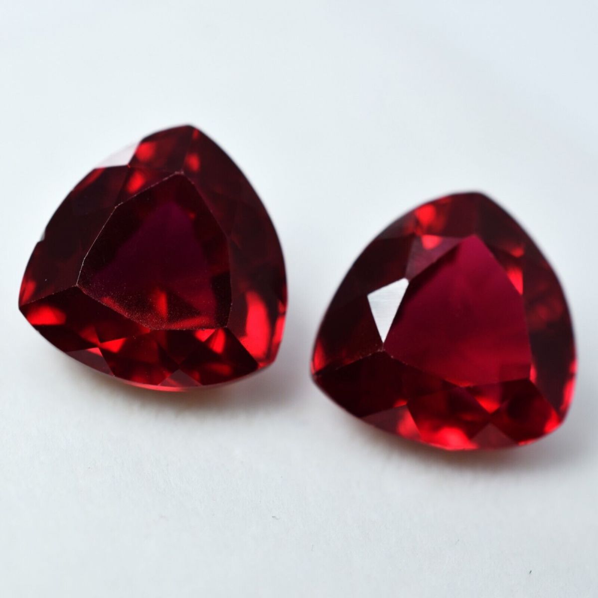 16 Ct NATURAL Ruby Bloody RED Trillion Cut CERTIFIED Loose Gemstone Pair