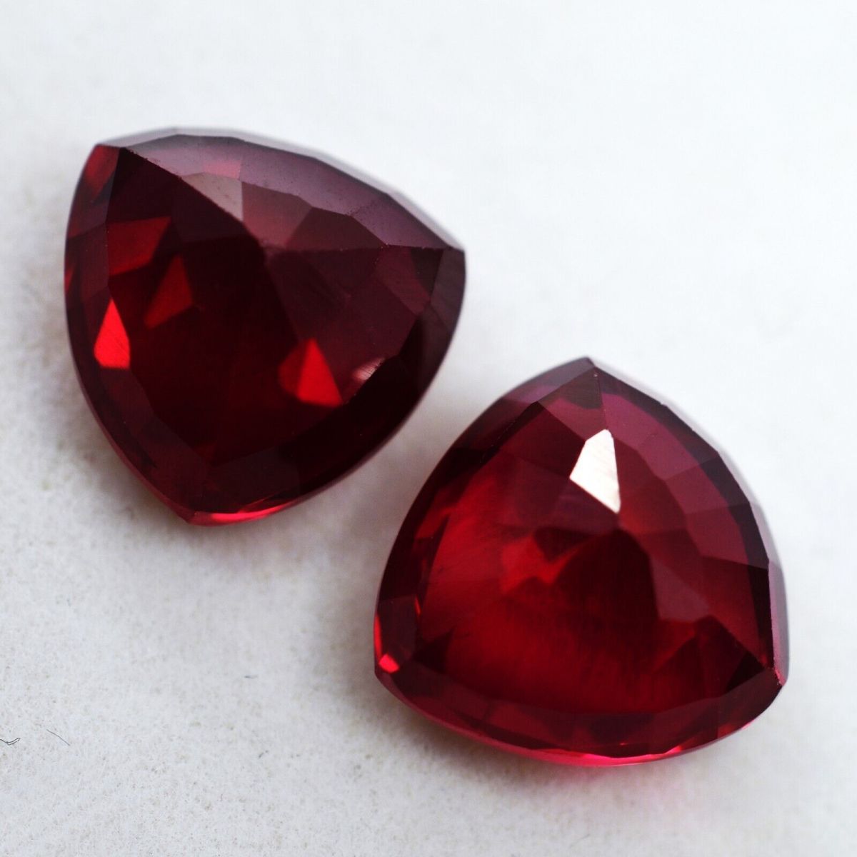 16 Ct NATURAL Ruby Bloody RED Trillion Cut CERTIFIED Loose Gemstone Pair