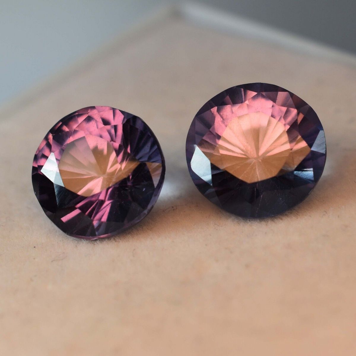 16 Ct Natural ALEXANDRITE Color Change Round Shape CERTIFIED Loose Gemstone Pair