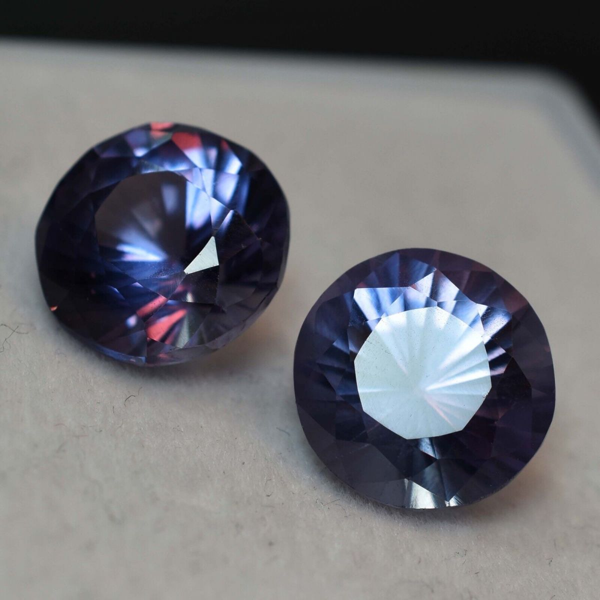 16 Ct Natural ALEXANDRITE Color Change Round Shape CERTIFIED Loose Gemstone Pair