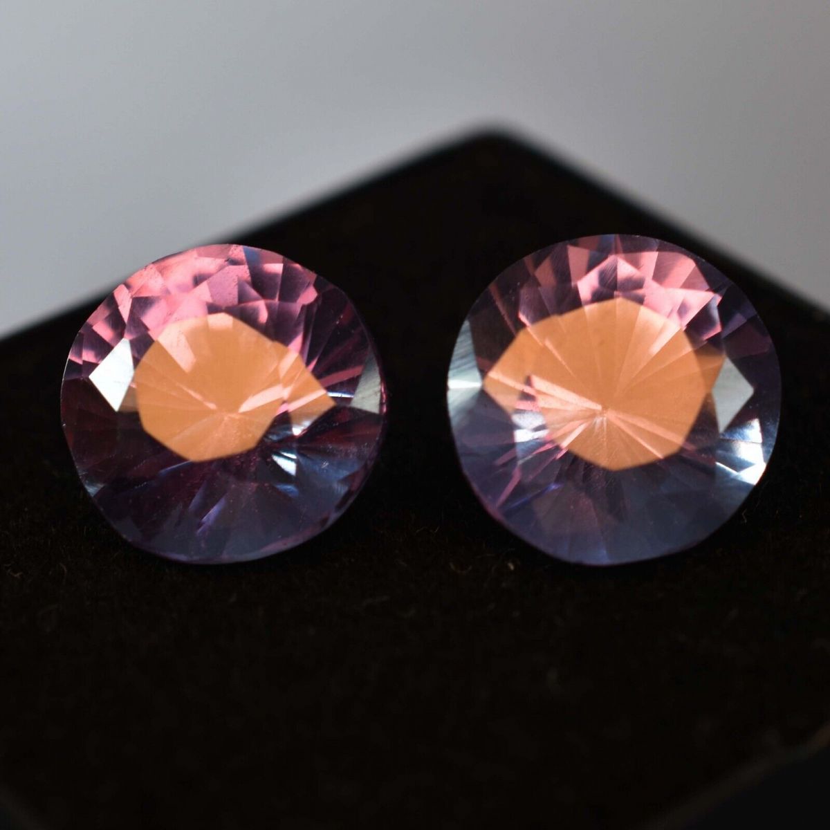 16 Ct Natural ALEXANDRITE Color Change Round Shape CERTIFIED Loose Gemstone Pair