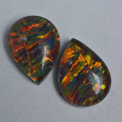 13.60 Ct NATURAL Multi-Color Opal Loose Gemstone CERTIFIED Pear Cut Pair