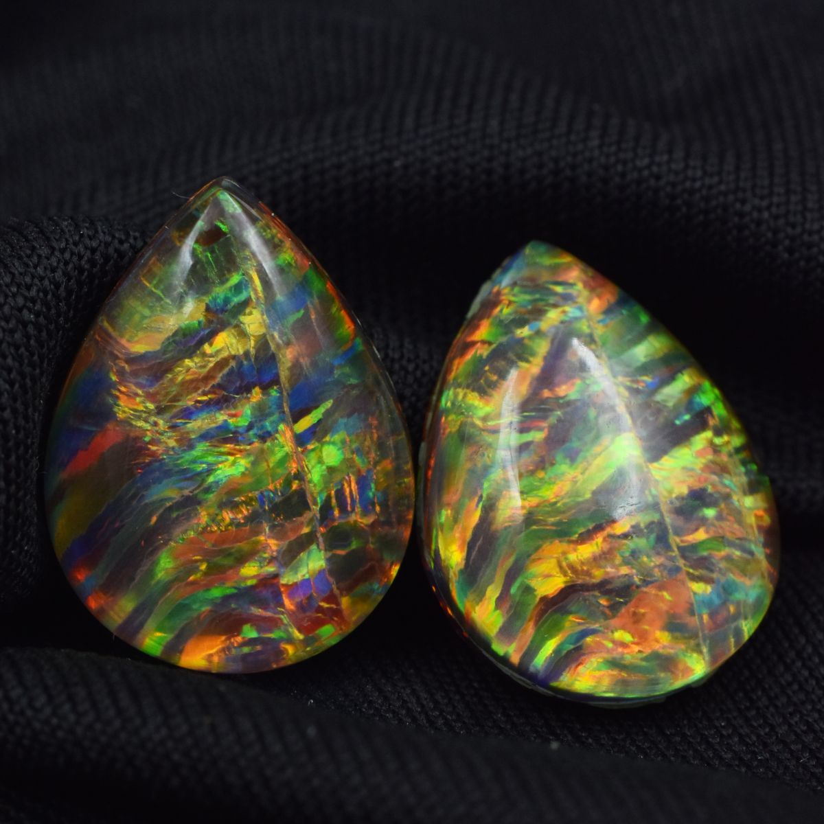 13.60 Ct NATURAL Multi-Color Opal Loose Gemstone CERTIFIED Pear Cut Pair