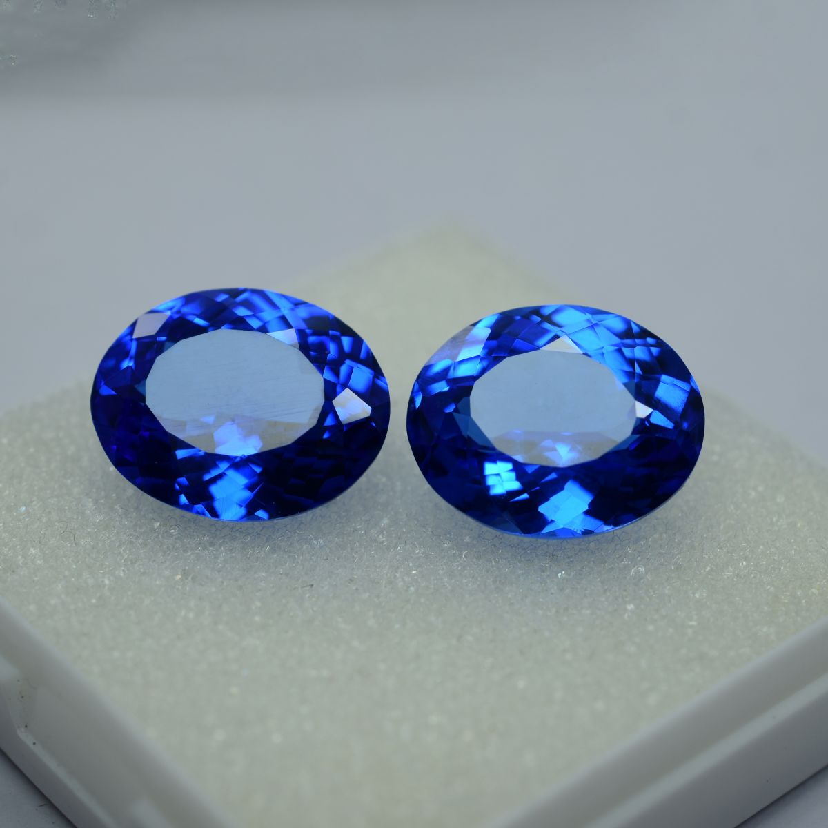 21.90 Carat Blue Tanzanite Oval Shape CERTIFIED Natural Loose Gemstone Pair