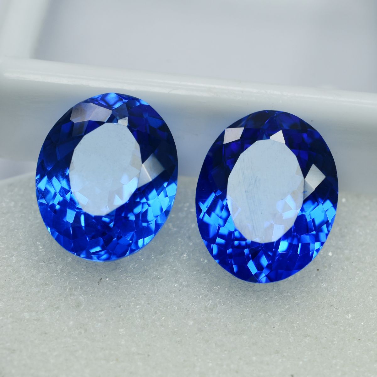 21.90 Carat Blue Tanzanite Oval Shape CERTIFIED Natural Loose Gemstone Pair