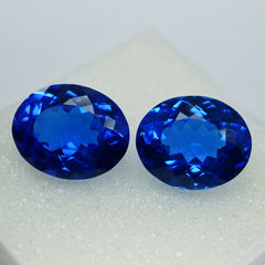 21.90 Carat Blue Tanzanite Oval Shape CERTIFIED Natural Loose Gemstone Pair