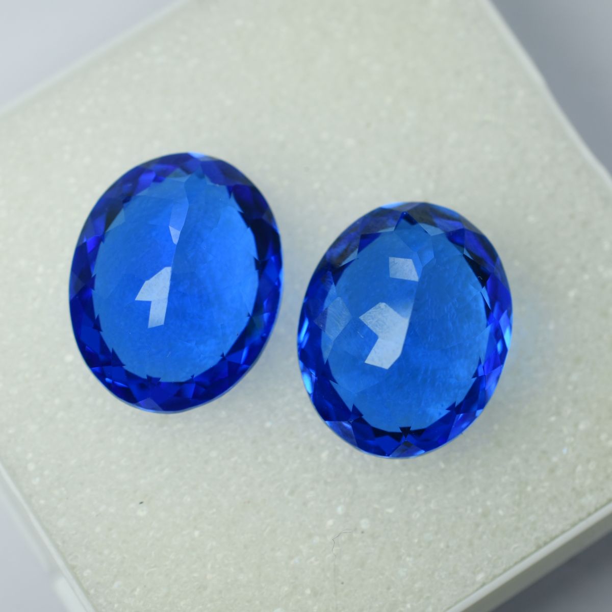 21.90 Carat Blue Tanzanite Oval Shape CERTIFIED Natural Loose Gemstone Pair