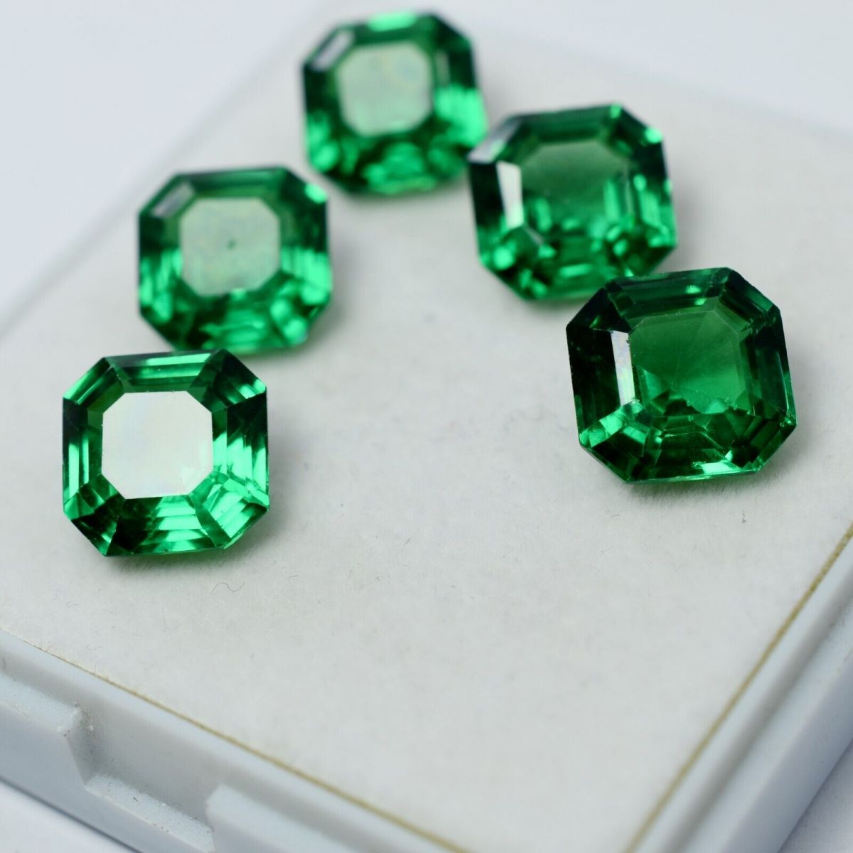 55 Ct NATURAL Green Tsavorite Garnet Square Shape CERTIFIED Gemstone 5 Pcs Lot