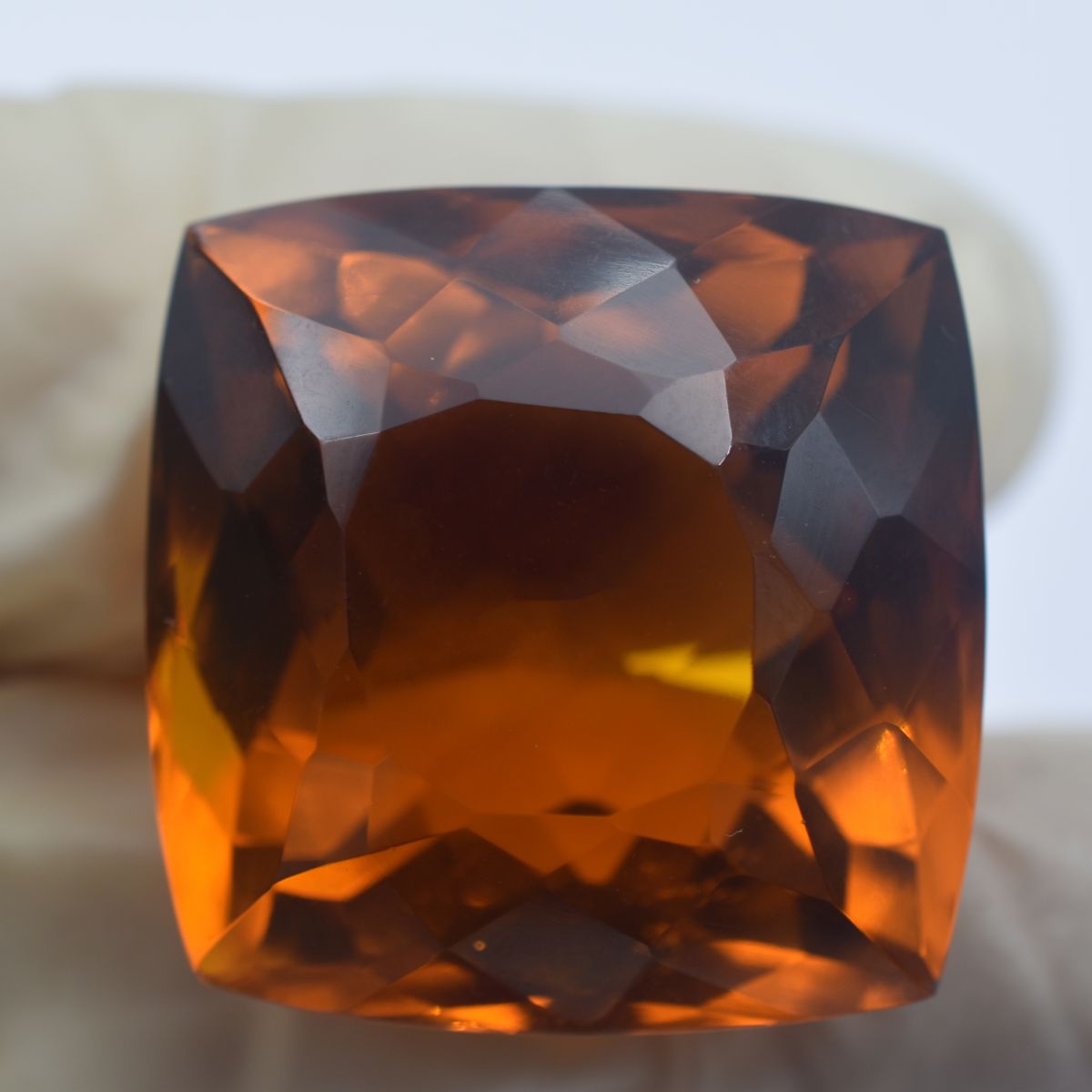 Square Cushion Cut Lab-Created Orange Topaz 77.35 Ct CERTIFIED Loose Gemstone