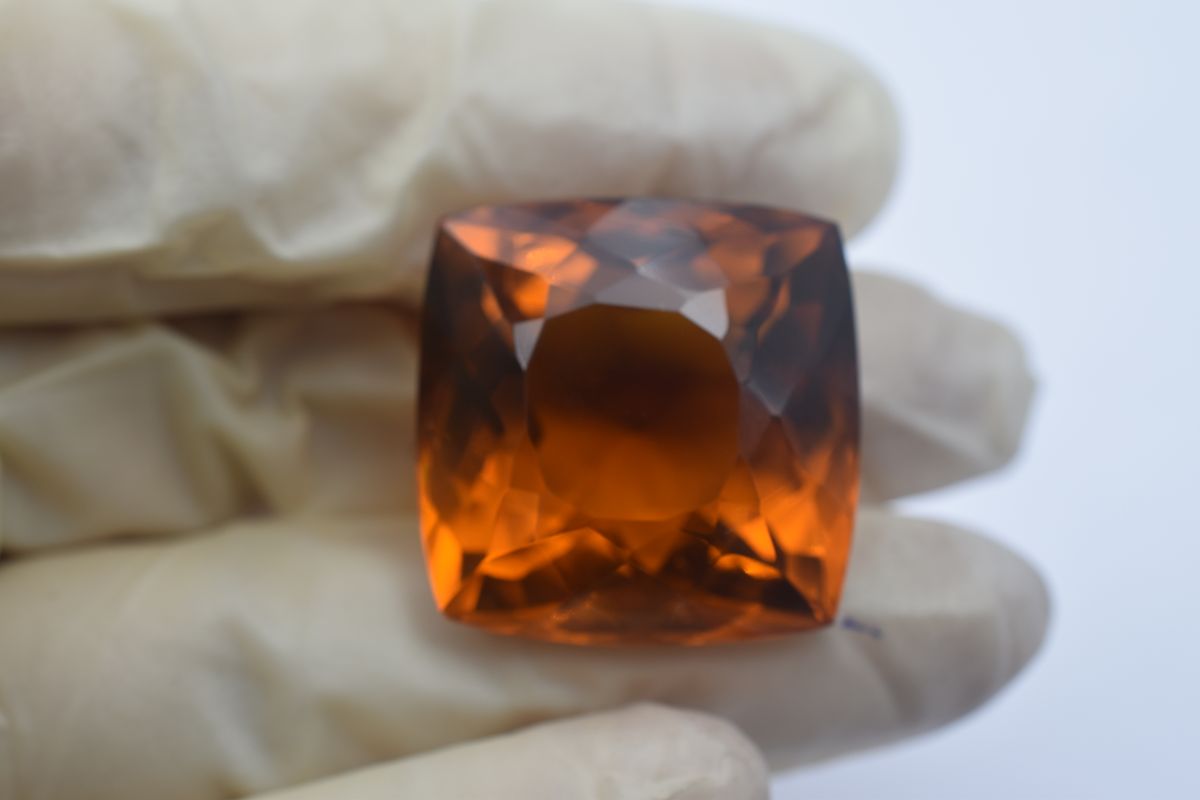 Square Cushion Cut Lab-Created Orange Topaz 77.35 Ct CERTIFIED Loose Gemstone