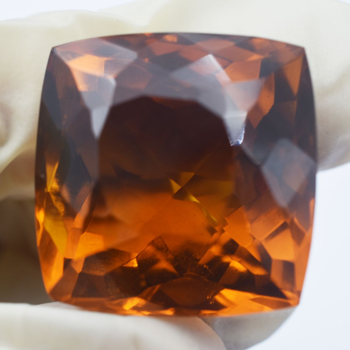 Square Cushion Cut Lab-Created Orange Topaz 77.35 Ct CERTIFIED Loose Gemstone