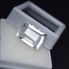 Ring Size Natural 11.75 Ct White Sapphire Emerald Cut CERTIFIED Loose Gemstone