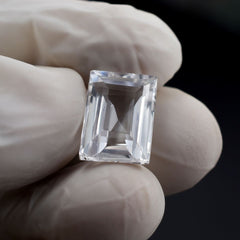 Ring Size Natural 11.75 Ct White Sapphire Emerald Cut CERTIFIED Loose Gemstone