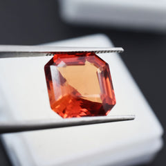 Flawless 9.00 Carat Natural Sapphire Orange Square Cut CERTIFIED Loose Gemstone