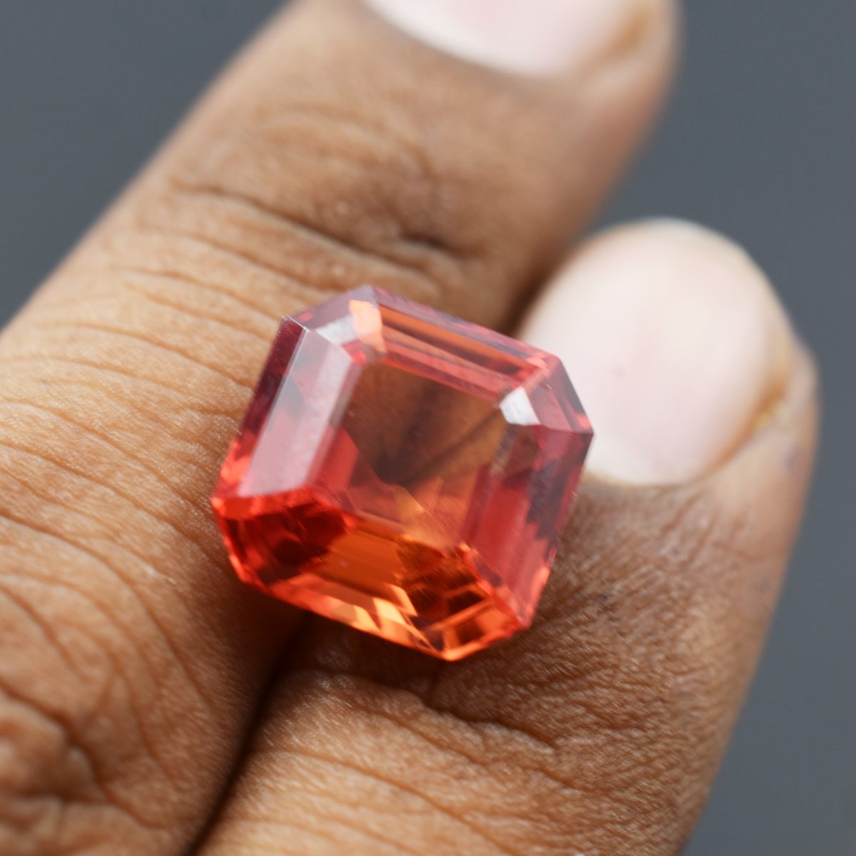 Flawless 9.00 Carat Natural Sapphire Orange Square Cut CERTIFIED Loose Gemstone