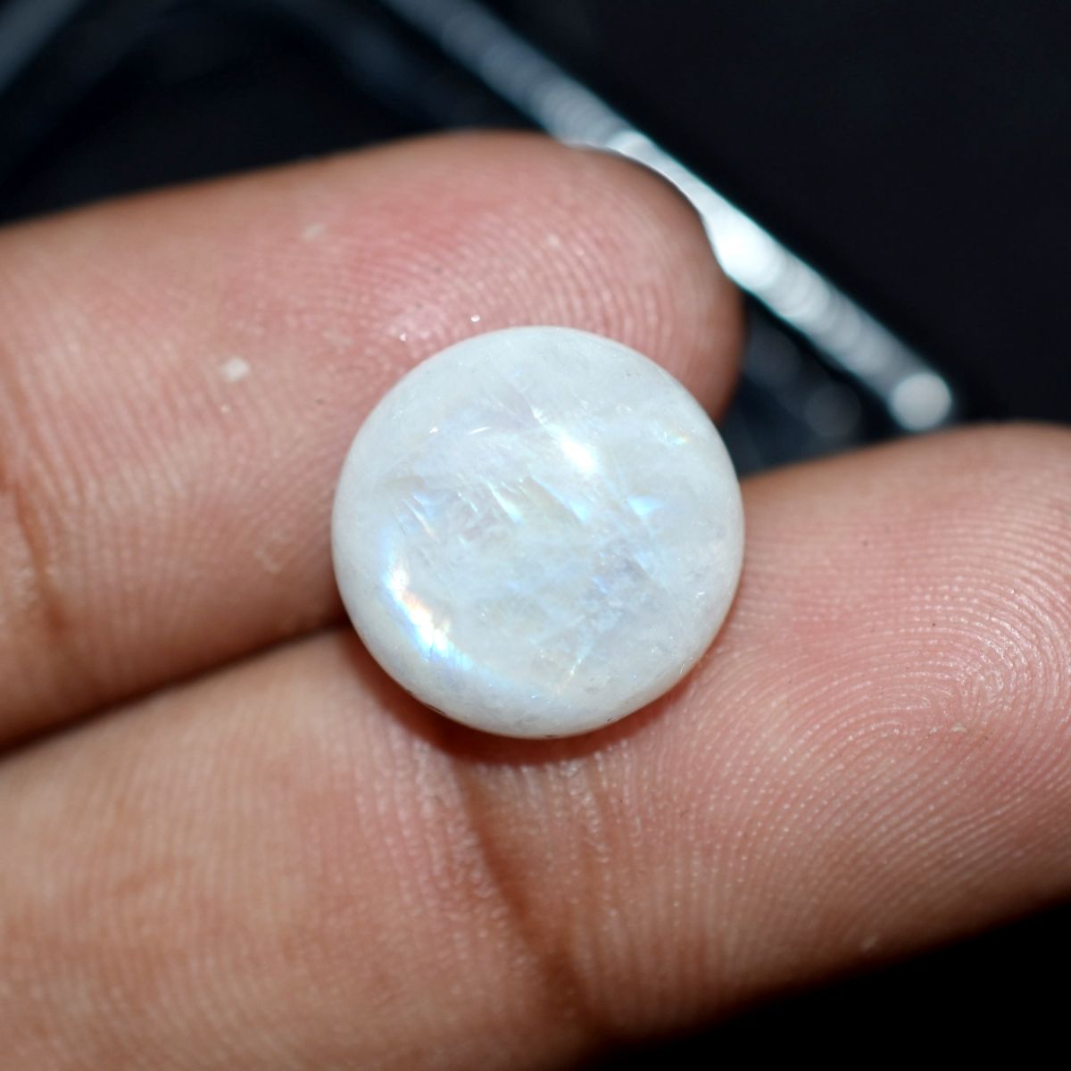 8.35 Ct Natural White Genuine Moonstone Round Shape CERTIFIED Loose Gemstone