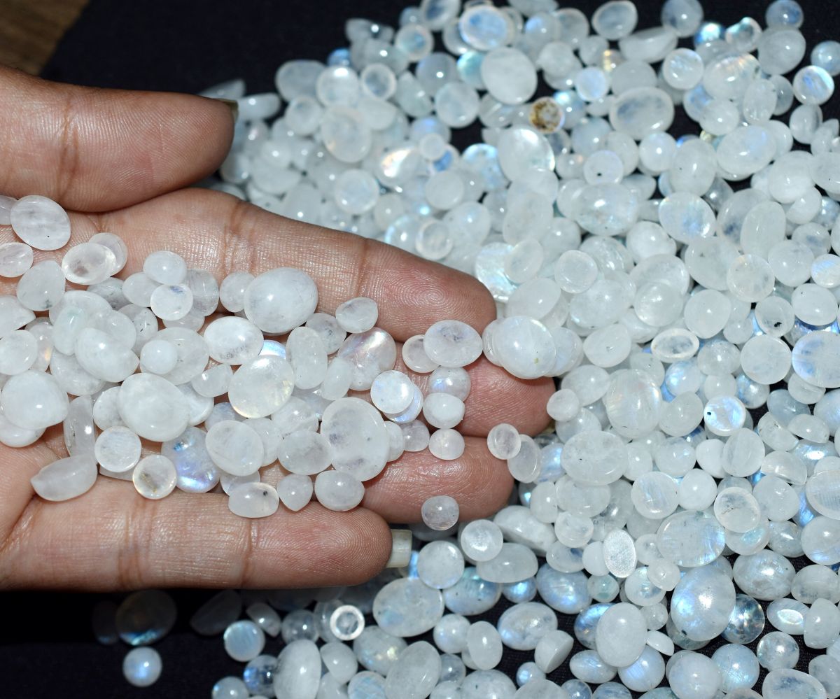 22 Pcs Natural White Moonstone Oval Shape Lot CERTIFIED Best Loose Gemstone