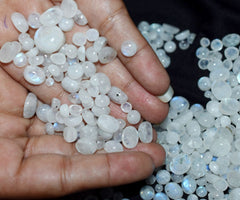 Moonstone Lot Natural White Oval Shape CERTIFIED Ring Size Loose Gemstone 12 Pcs