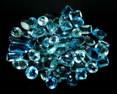 CERTIFIED 100 Ct Natural  Aquamarine Loose Gemstones Blue Mix Shape Rare Mix LOT
