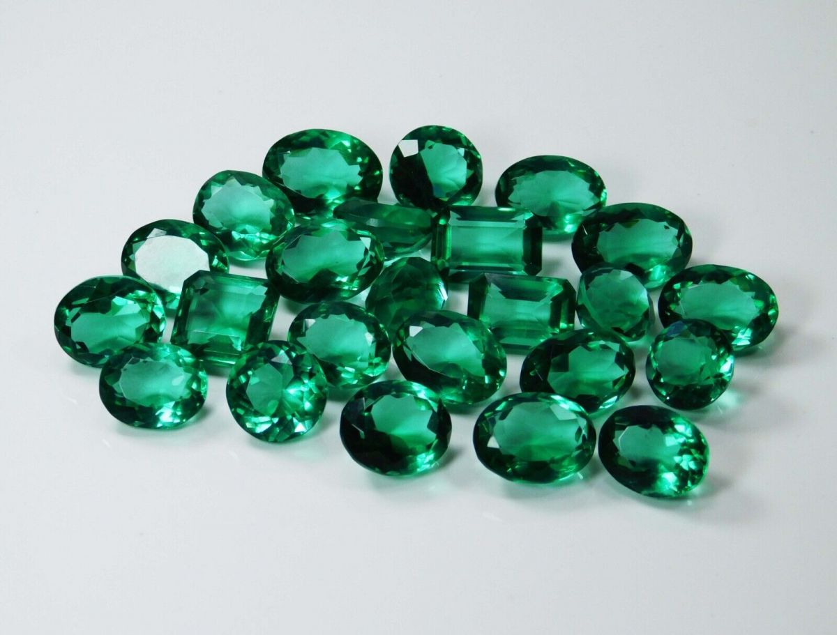 100 Ct Lab- Created GREEN Emerald Mix Cut CERTIFIED Loose Gemstone Lot