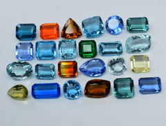 250 Ct Lab-Created Topaz Mix shape & Mix Rare Loose Gemstone Lot CERTIFIED