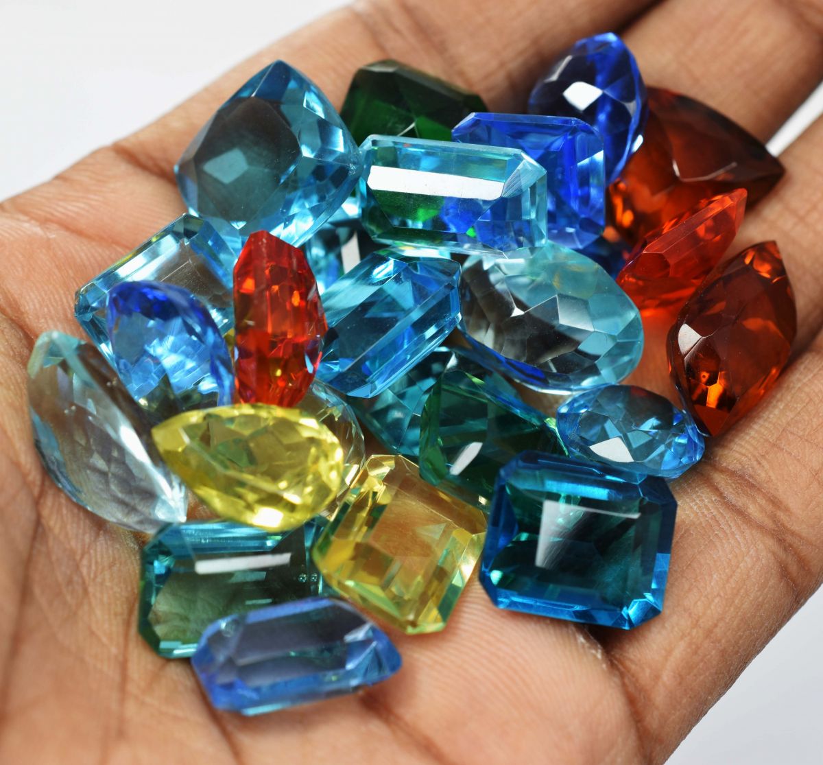 250 Ct Lab-Created Topaz Mix shape & Mix Rare Loose Gemstone Lot CERTIFIED