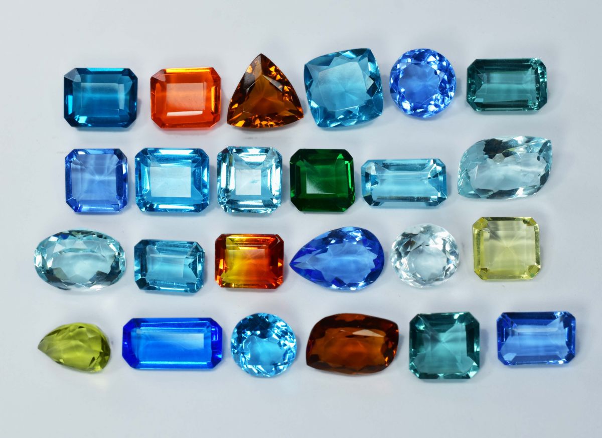 250 Ct Lab-Created Topaz Mix shape & Mix Rare Loose Gemstone Lot CERTIFIED