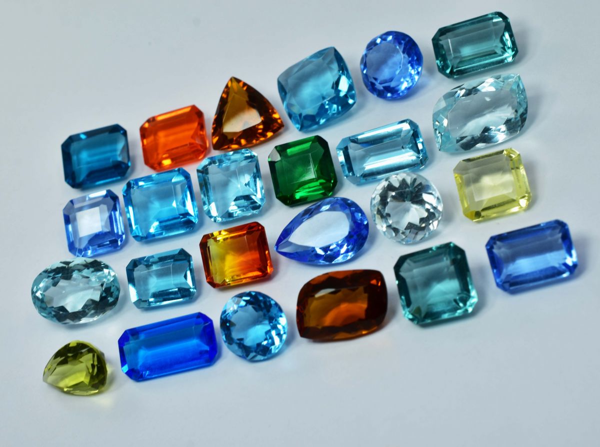 250 Ct Lab-Created Topaz Mix shape & Mix Rare Loose Gemstone Lot CERTIFIED