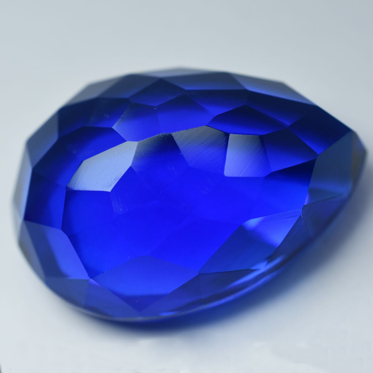 63.50 Ct Pear Cut Lab-Created BLUE Sapphire Loose Gemstone Huge Size CERTIFIED