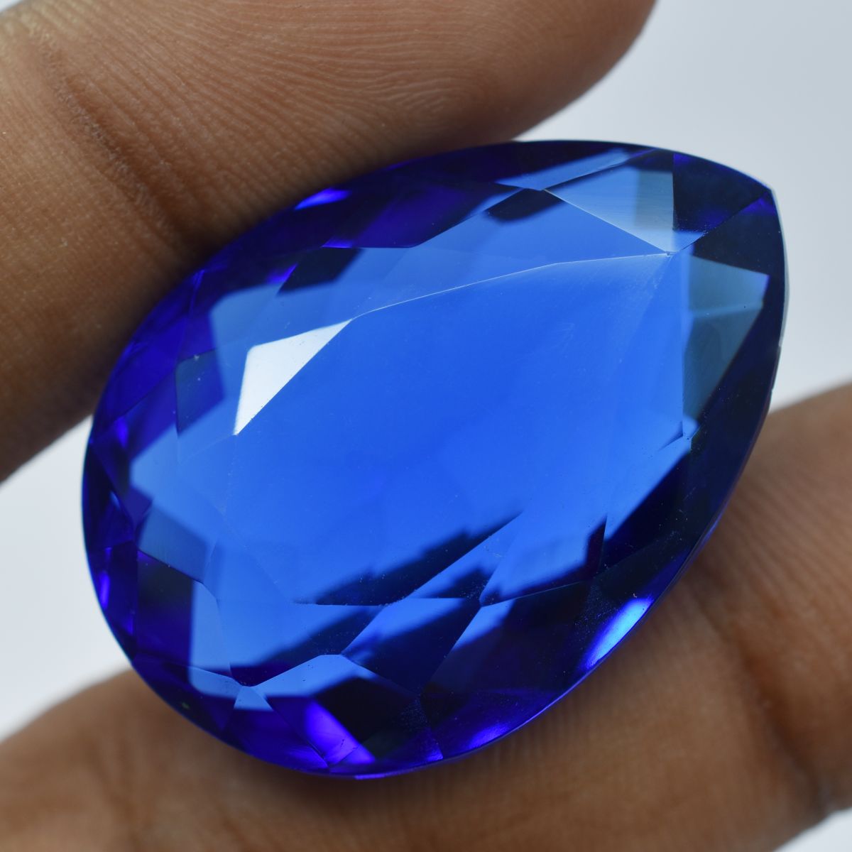 63.50 Ct Pear Cut Lab-Created BLUE Sapphire Loose Gemstone Huge Size CERTIFIED