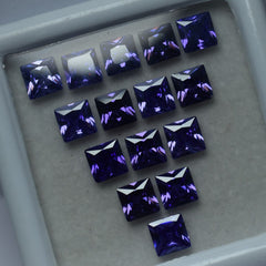 12 Pcs Natural CERTIFIED Tanzanite Purple Square Cut Loose Gemstone 5x5 MM Lot