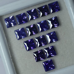 12 Pcs Natural CERTIFIED Tanzanite Purple Square Cut Loose Gemstone 5x5 MM Lot