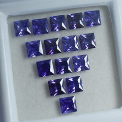 12 Pcs Natural CERTIFIED Tanzanite Purple Square Cut Loose Gemstone 5x5 MM Lot