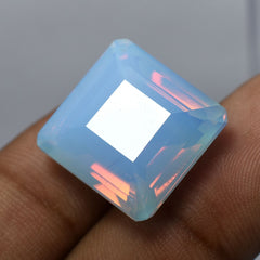 24.35 Ct Square Cut Ethiopian Natural Opal Sky-Blue CERTIFIED Rare Gemstone