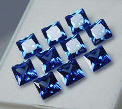 10 Pcs Natural CERTIFIED Gemstones  Sapphire Blue Square Lot 5x5 mm