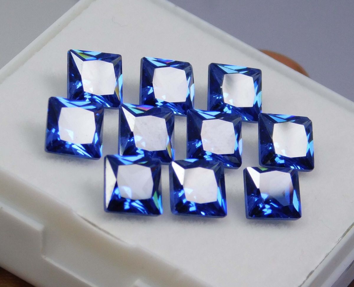 10 Pcs Natural CERTIFIED Gemstones  Sapphire Blue Square Lot 5x5 mm