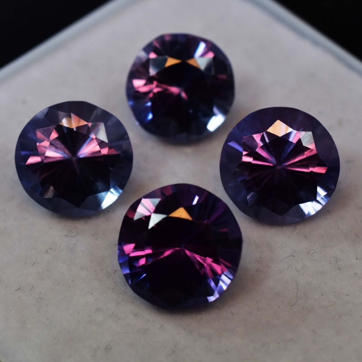 Natural ALEXANDRITE CERTIFIED Loose Gemstone Color Change Round 33 Ct Lot 4 Pcs