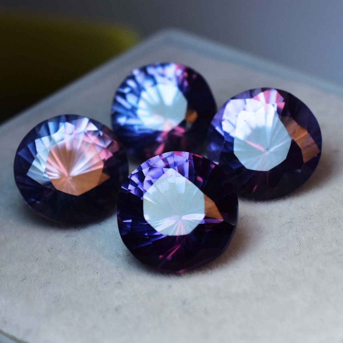 Natural ALEXANDRITE CERTIFIED Loose Gemstone Color Change Round 33 Ct Lot 4 Pcs