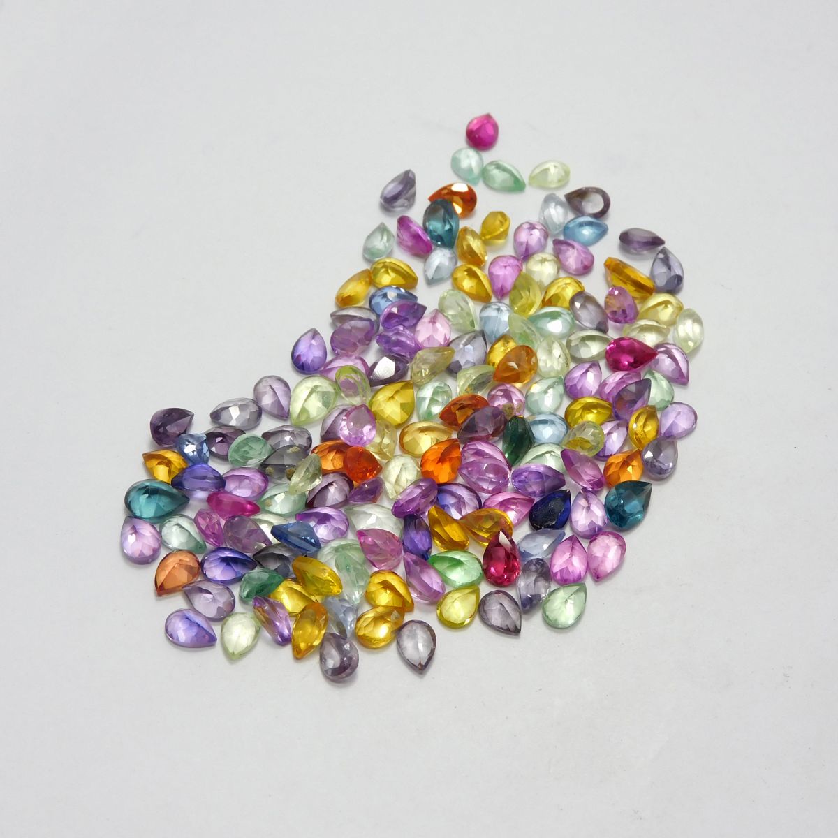 7x4 mm Mix Color Natural 6 Pcs Pear Cut Lot Sapphire CERTIFIED Loose Gemstone