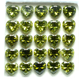 9 PCS Natural Green Sapphire Heart Cut Loose Gemstone CERTIFIED Lot 6x6 MM.